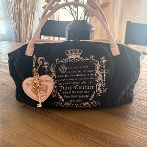 Juicy Couture Black Quilted Shoulder Bag with Gold Accents